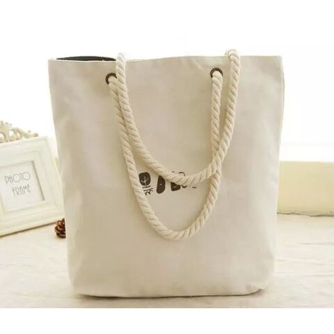 Individuelle Canvas-Tragetasche mit schwarzen Griffen, Stoffbeutel zum Bedrucken, Werbe-Baumwolltasche