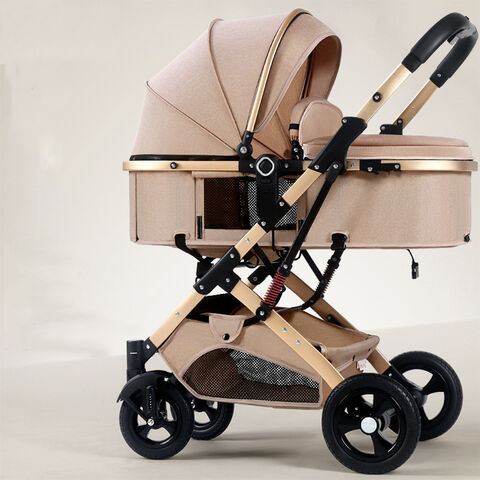 Adjustable Baby Carriage Aluminum Alloy Bracket Baby Umbrella Stroller 3 In 1 Portable Pushchair With Car Basket Pushchair