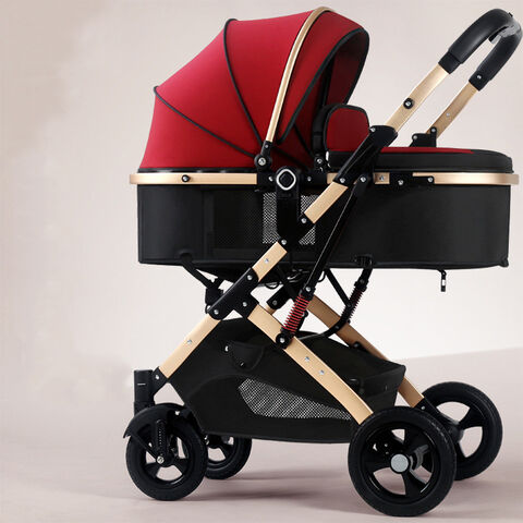 Adjustable Baby Carriage Aluminum Alloy Bracket Baby Umbrella Stroller 3 In 1 Portable Pushchair With Car Basket Pushchair