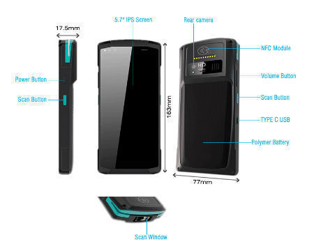 Msr/ic/nfc Card Reader Android Pos Terminal Machine With Rechargeable ...
