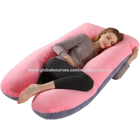 Almofada de Maternidade em Forma de U, Almofada de Suporte de Corpo Inteiro para Grávidas com Capa de Veludo Lavável, Almofada de Gravidez
