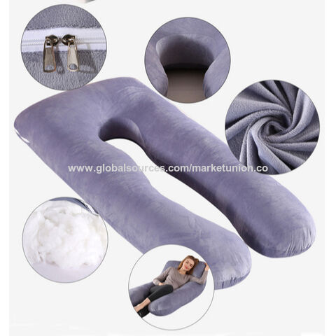 Almofada de Maternidade em Forma de U, Almofada de Suporte de Corpo Inteiro para Grávidas com Capa de Veludo Lavável, Almofada de Gravidez