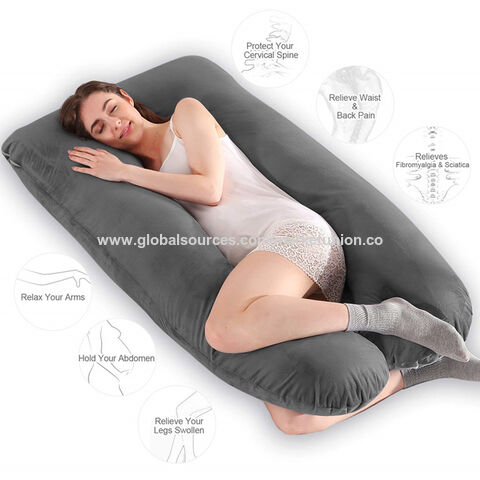 Almofada de Maternidade em Forma de U, Almofada de Suporte de Corpo Inteiro para Grávidas com Capa de Veludo Lavável, Almofada de Gravidez