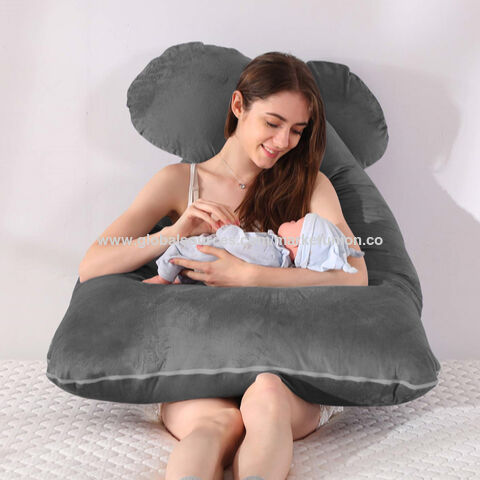 Almofada de Maternidade em Forma de U, Almofada de Suporte de Corpo Inteiro para Grávidas com Capa de Veludo Lavável, Almofada de Gravidez