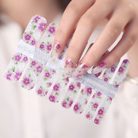 2024 Neue Heiß Verkaufende Nagellackaufkleber, 16 Stück/Streifen Nagel Wraps, Glitzer Nail Art Lieferant