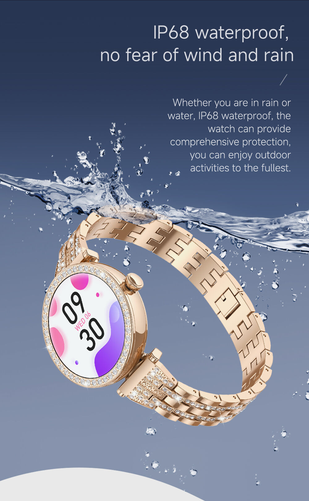 Smart Diamond Watch Bulk Sale Oem Diamond 1.19'' Amoled Elegant Classic Jewelry Bt Calling ...