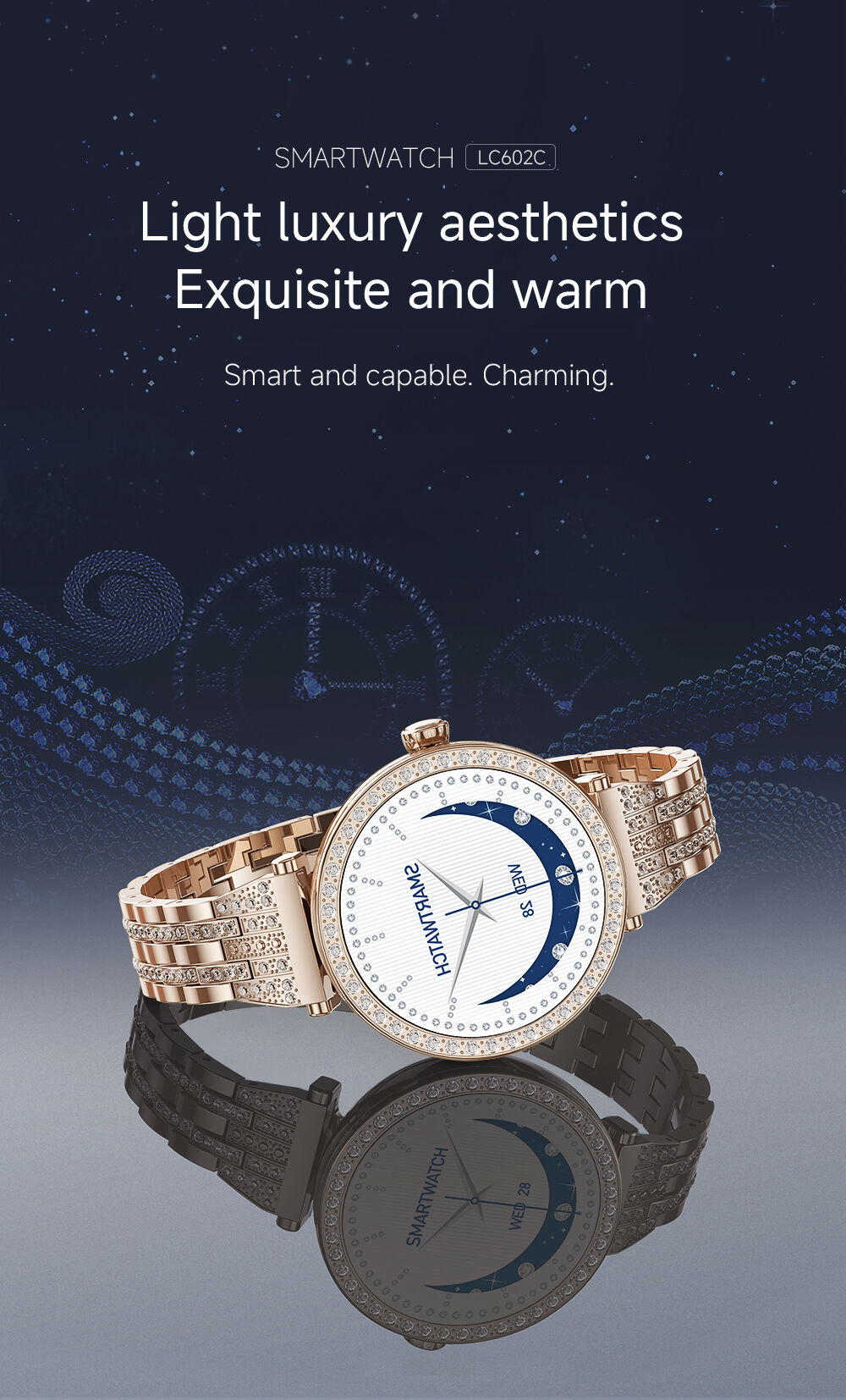 Smart Diamond Watch Bulk Sale Oem Diamond 1.19'' Amoled Elegant Classic Jewelry Bt Calling ...