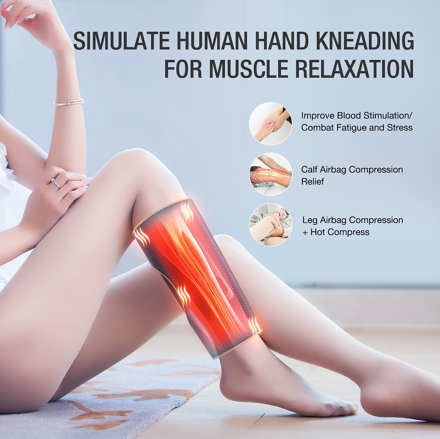 Air Pressure Leg Massager Blood Circulation Lymphatic Drainage Calf Foot  Massage 360° Full Wrap Pain Relief Airbag Warm Compress - AliExpress