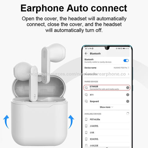 Auriculares Bluetooth IPX5 a prueba de agua, auriculares inalámbricos verdaderos, con estuche de carga tipo C y micrófono