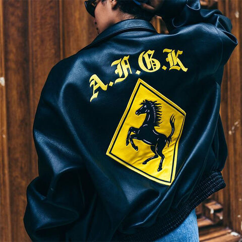 Individuell bestickte Bomber-Lederjacke für Herren für den Winter