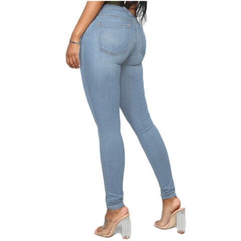 Pantalones Vaqueros Ajustados de Cintura Alta Elásticos para Mujer