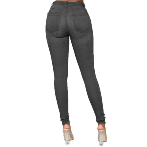 Pantalones Vaqueros Ajustados de Cintura Alta Elásticos para Mujer