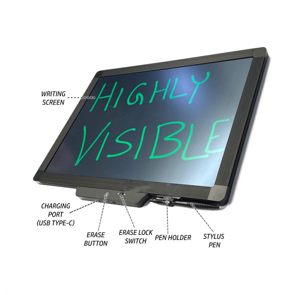 20 Inch Drawing Lcd Chalkboard Erasable Writing Message For Writing And ...