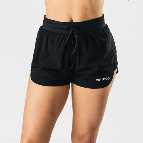 Shorts de course à séchage rapide pour femmes en gros, short de sport élastique à la taille pour l'entraînement actif