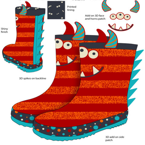Best Design 5D Waterproof Custom Kids Rubber Rain Boots