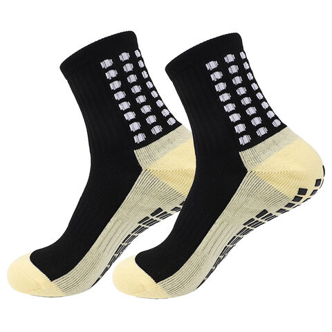Chaussettes de trampoline, chaussettes de football, mi-mollet, caoutchoutées, semelle éponge épaisse, chaussettes de sport antidérapantes avec fond en silicone.