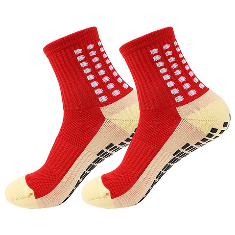 Chaussettes de trampoline, chaussettes de football, mi-mollet, caoutchoutées, semelle éponge épaisse, chaussettes de sport antidérapantes avec fond en silicone.