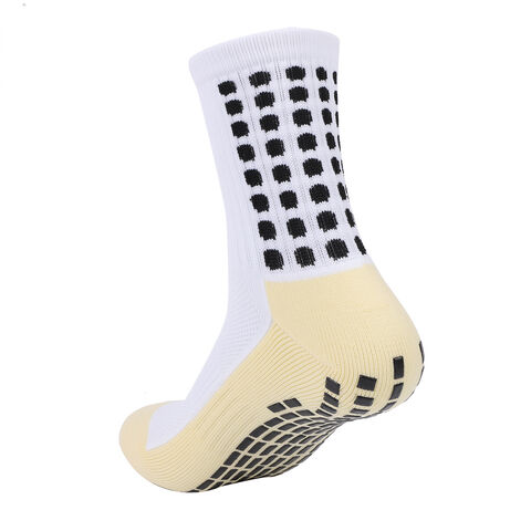 Chaussettes de trampoline, chaussettes de football, mi-mollet, caoutchoutées, semelle éponge épaisse, chaussettes de sport antidérapantes avec fond en silicone.