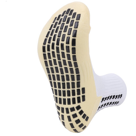 Chaussettes de trampoline, chaussettes de football, mi-mollet, caoutchoutées, semelle éponge épaisse, chaussettes de sport antidérapantes avec fond en silicone.