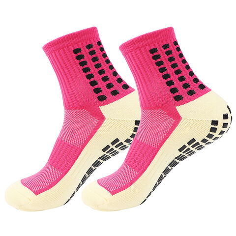 Chaussettes de trampoline, chaussettes de football, mi-mollet, caoutchoutées, semelle éponge épaisse, chaussettes de sport antidérapantes avec fond en silicone.