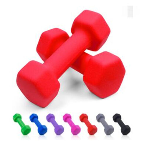 Neoprene-coated dumbbells for exercise workouts, anti-slip and anti-roll features