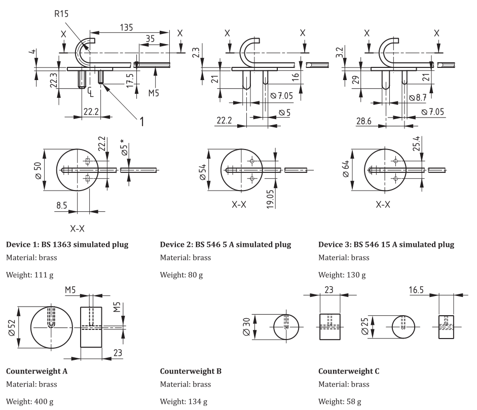 Bs1363-3 Figure 35 Simulated Plug And Cable Devices Made Of Brass, Plug ...