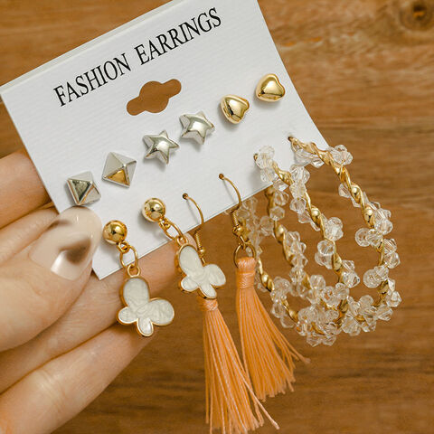 SISSLIA Silver Color Pearl Twist Hoop Earrings Set For Women Jewelry Pendientes Vintage Circle Geometric Dangle Earrings Gift