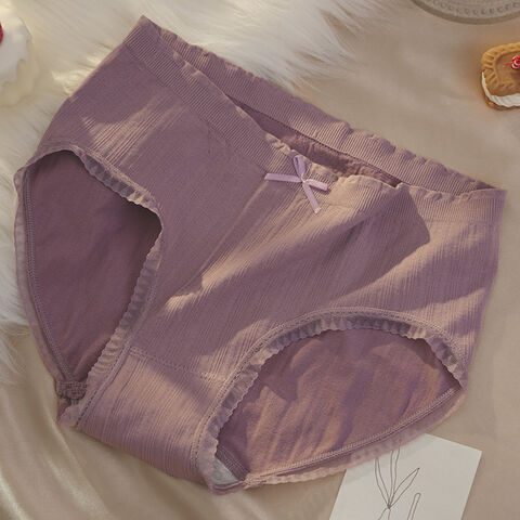 Damen-Slips aus reiner Baumwolle mit Spitze, antibakteriellem Schritt und mittlerer Taille