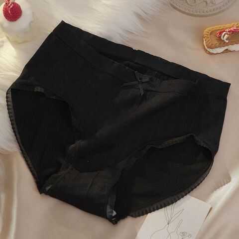 Damen-Slips aus reiner Baumwolle mit Spitze, antibakteriellem Schritt und mittlerer Taille