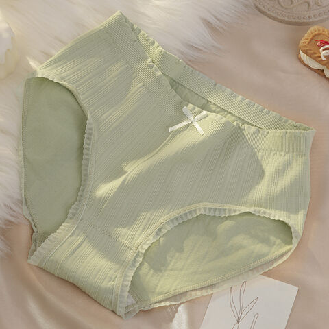 Damen-Slips aus reiner Baumwolle mit Spitze, antibakteriellem Schritt und mittlerer Taille