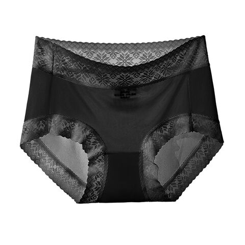 Sexy Damen Ice Silk Quick Dry Dünne Atmungsaktive Polylactid Antibakterielle Dreieckshose mit Spitze