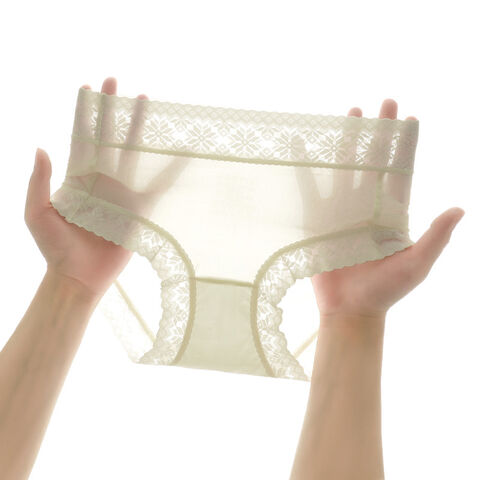 Sexy Damen Ice Silk Quick Dry Dünne Atmungsaktive Polylactid Antibakterielle Dreieckshose mit Spitze