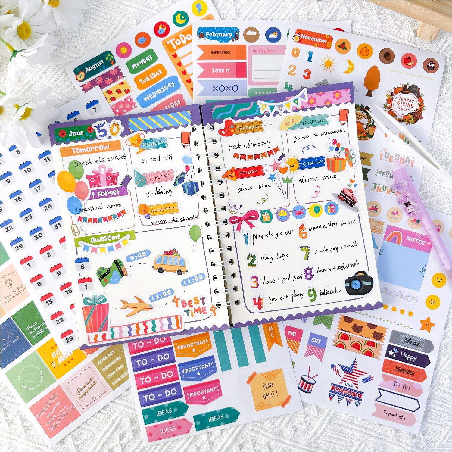 Custom Sheet Kiss Cut Planner Stickers Journal Decorative Paper Sticker ...