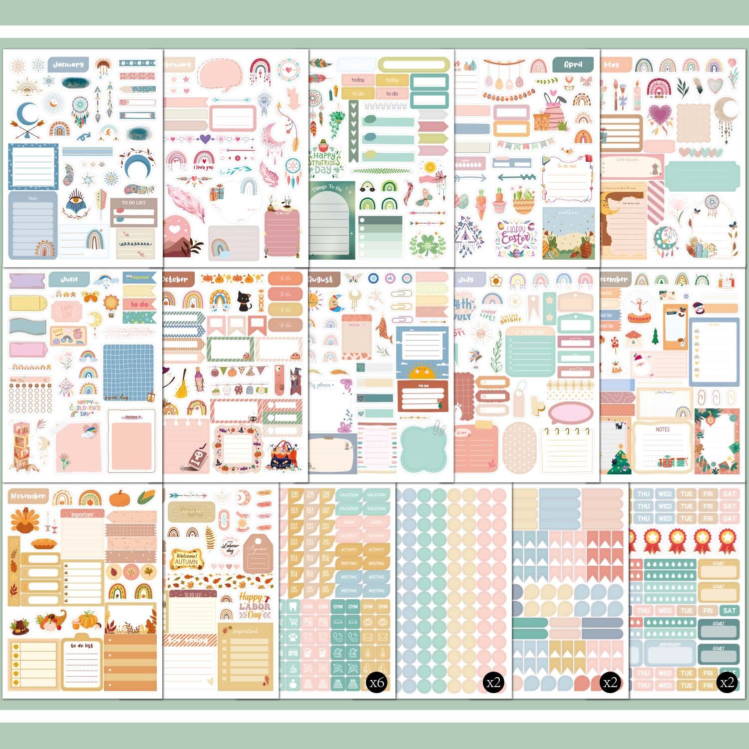 Custom Sheet Kiss Cut Planner Stickers Journal Decorative Paper Sticker ...
