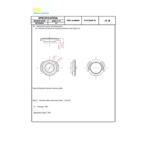BID 16 Ohm 5mW 3mm Graphen Membran TWS Sport Kopfhörer Headset Lautsprecher Kleinste Drahtlose Ohrhörer Treibereinheit
