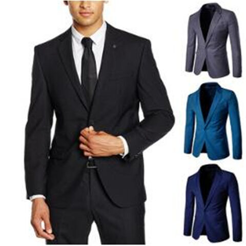 Costume Homme Blazer en Laine et Pantalon Coupe Ajustée