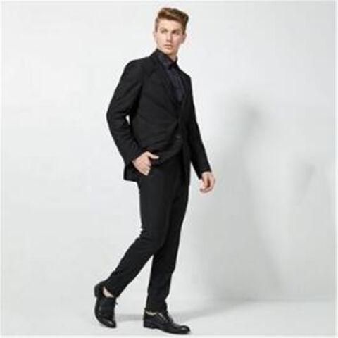 Costume Homme Blazer en Laine et Pantalon Coupe Ajustée