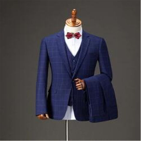 Costume Homme Blazer en Laine et Pantalon Coupe Ajustée