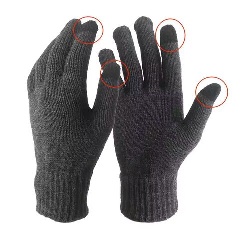 Guantes Elásticos Acrílicos Táctiles para Invierno, Guantes Cálidos de Punto para Uso Diario y Trabajo