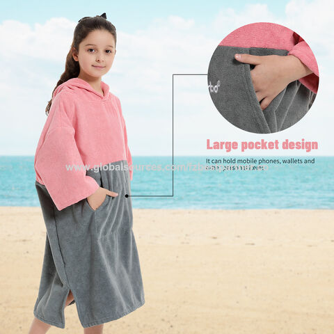 Albornoz con Capucha para Surf al por Mayor, Toalla de Microfibra de Algodón, Poncho con Capucha, Toalla de Playa para Niños