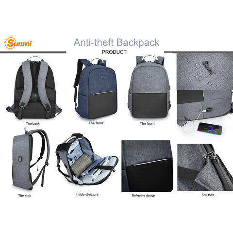 Diebstahlsicherer Laptop-Rucksack, wasserabweisender Computer-Rucksack, Business-Notebook-Rucksack