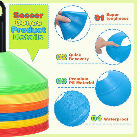 24 Disques De Marquage Football 15cm - Antidérapants PE Pour Entraînement, Couleurs Vives Avec Support