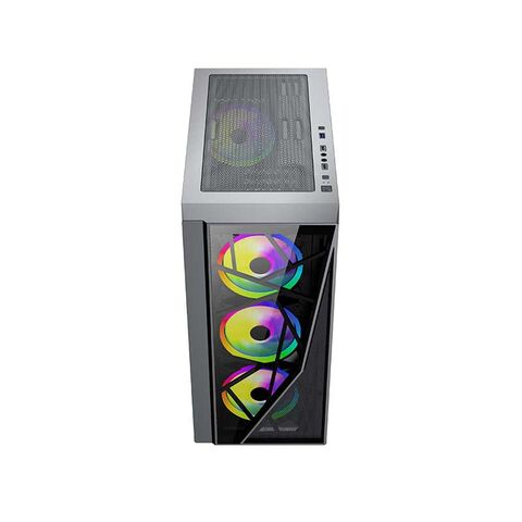 Caja de PC Gaming con Panel de Malla de Vidrio Templado, Torre Completa, Compartimento Independiente para Fuente de Alimentación, Chasis para Juegos