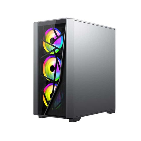 Caja de PC Gaming con Panel de Malla de Vidrio Templado, Torre Completa, Compartimento Independiente para Fuente de Alimentación, Chasis para Juegos
