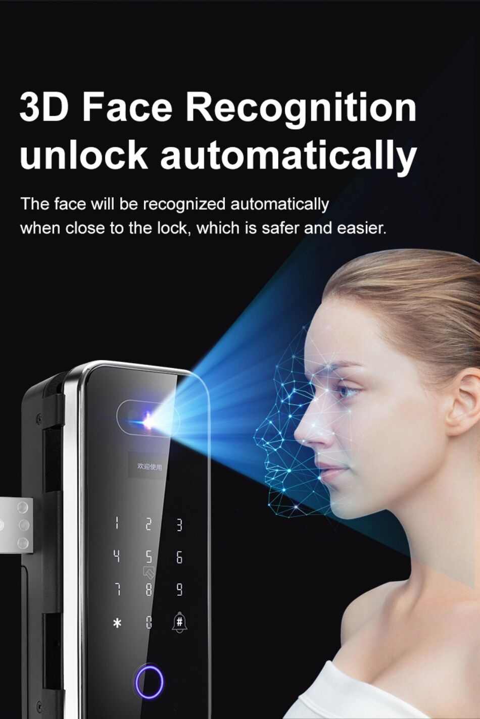 Office Glass Door Lock Smart Fingerprint Card Password Remote Unlock ...