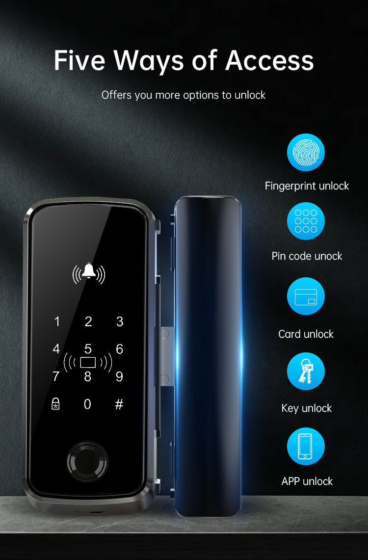 Sinovo Office Glass Door Lock Smart Fingerprint Card Password Remote ...