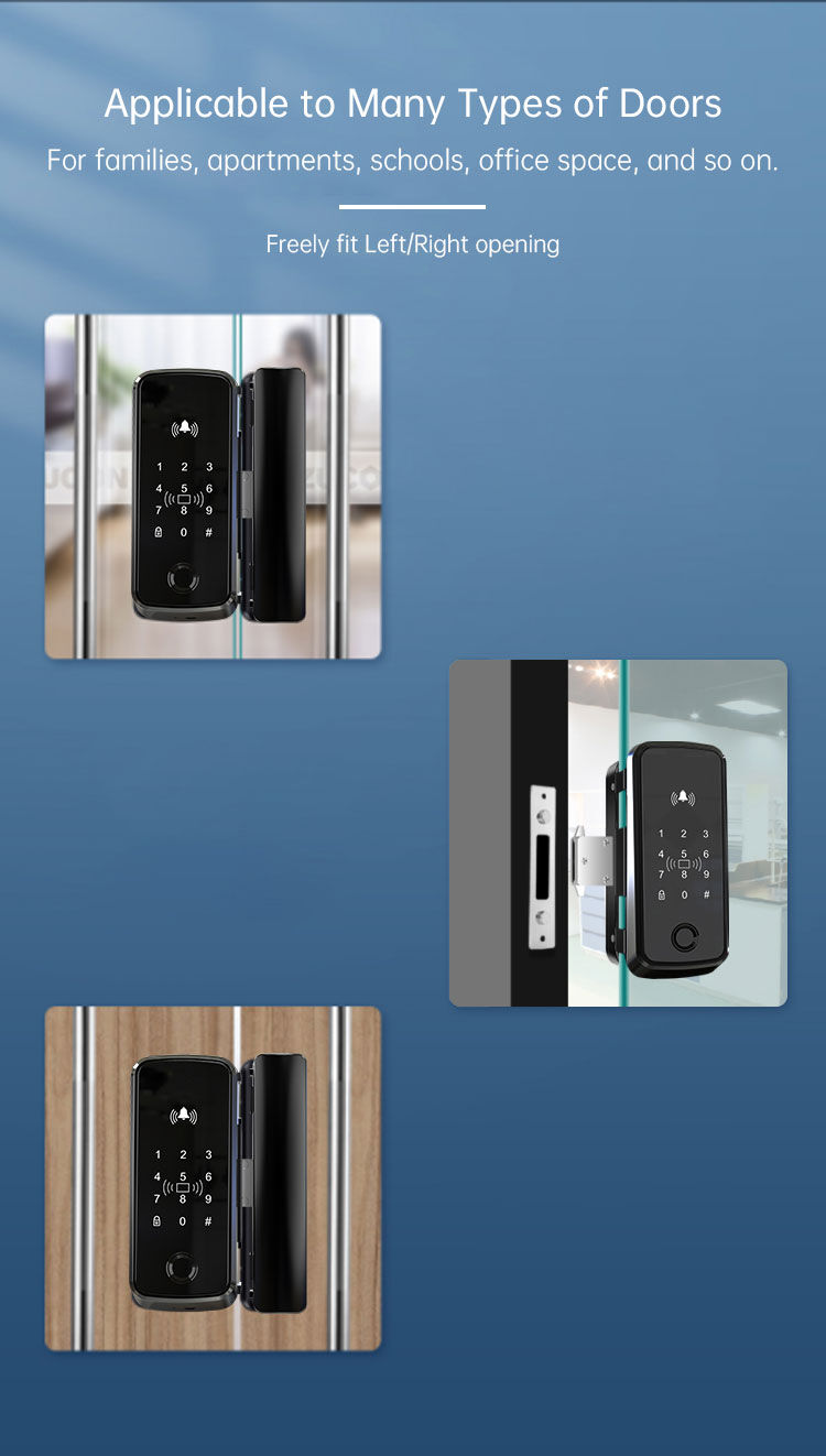 Sinovo Office Glass Door Lock Smart Fingerprint Card Password Remote