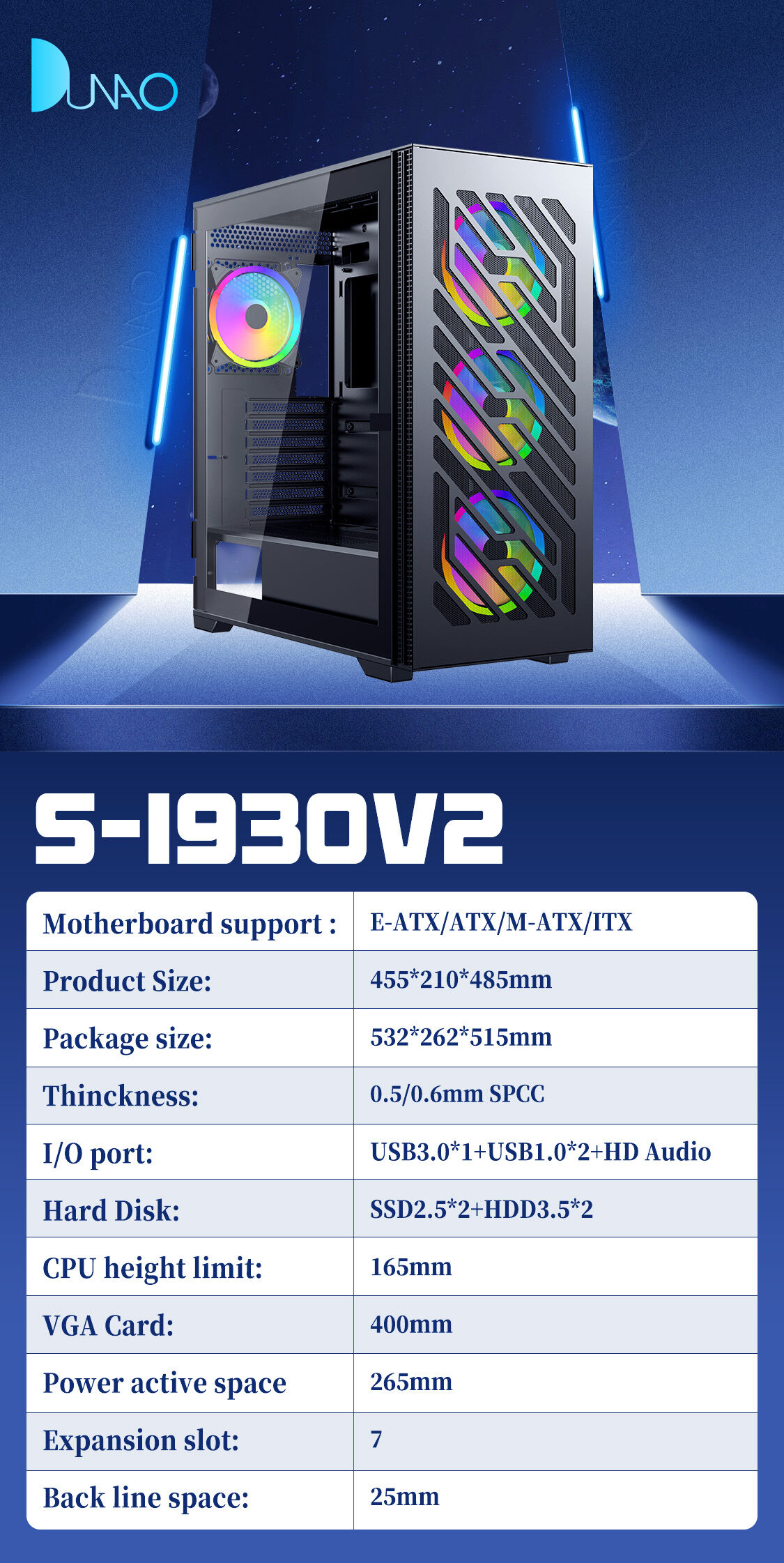 Independent Power Supply Compartment Computer Chassis Tempered Glass