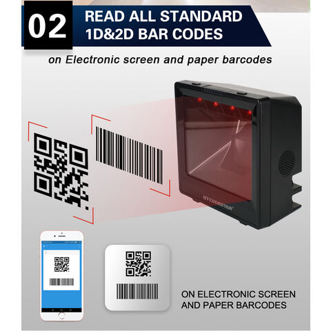 GT-9900A Automatischer professioneller OEM 1D 2D Barcode-Leser, Desktop-Barcode-Scanner mit großer Reichweite