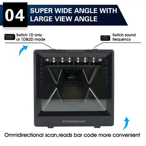 GT-9900A Automatischer professioneller OEM 1D 2D Barcode-Leser, Desktop-Barcode-Scanner mit großer Reichweite